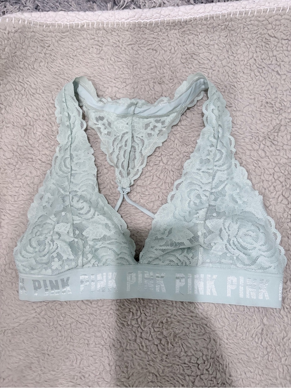 PINK Victoria's Secret Lace Racerback Bralette in Mint Green